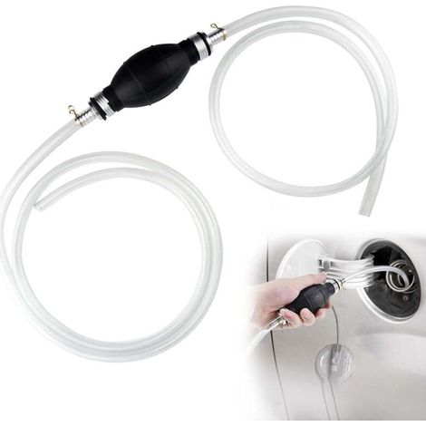 Pompe manuelle de transfert - Pompe à essence et eau avec 2 mètres de tuyau PVC résistant - Pour voiture, bateau, moto, tondeuse à gazon (1/5)