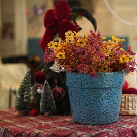 Set 3 vasi da fiori Ø 38.1/30.5/22.9 cm blu antico in ceramica con foro di drenaggio (1/5)