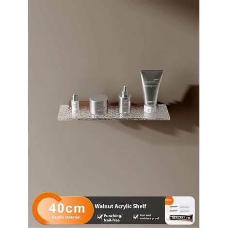 (A3) Étagère de salle de bain en noyer, vasque en acrylique, support mural pour WC, rangement pour produits cosmétiques, plateau simple (1/5)