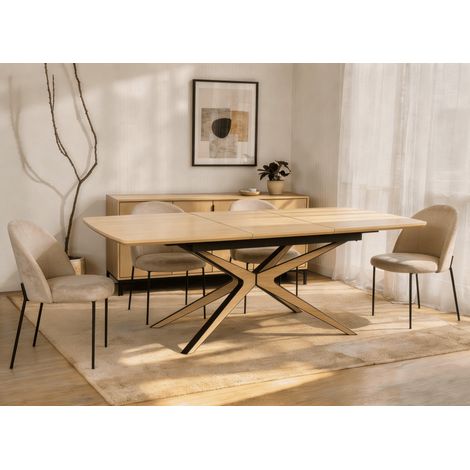 Table à manger extensible effet bois 10 personnes 160-220 cm