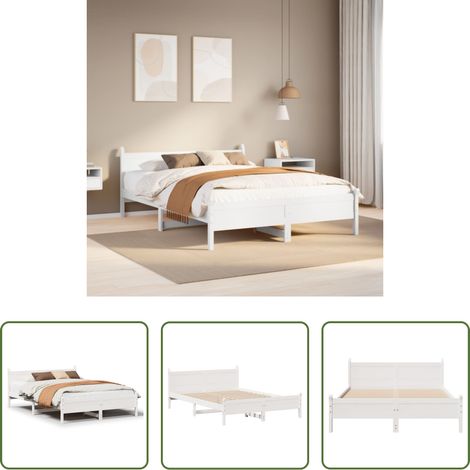 vidaXL Sommier à lattes - Cadre de lit sans matelas blanc 140x190 cm bois de pin massif (1/5)