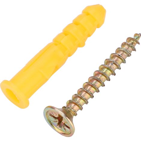 Cheville d'ancrage en plastique avec vis autoforeuses et fixations M6, kit de quincaillerie pour murs, chevilles à expansion et vis à bois, lot de fixation robuste pour bricolage. (1/5)