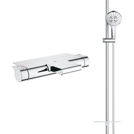 Grohe - Grifo termostático para bañera con repisa Grohtherm + Set de ducha Rainshower