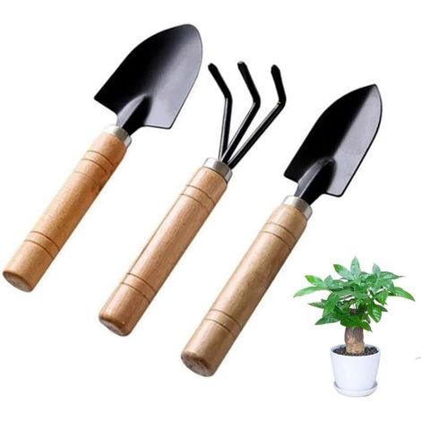 Lot de 3 mini outils de jardinage - Pelle de jardin - Petite pelle légère - Pour mini plantes succulentes en pot - Outils de jardinage