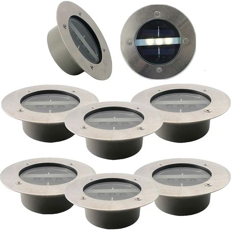 Lot de 8 Lumière Solaire Extérieur, 3 LED Spot Lampe Solaire Jardin, Etanche IP65, Pelouse Lumière Decorative Pour Chemin Terrace Jardin Allée (Rond, Blanc Froid) (1/4)