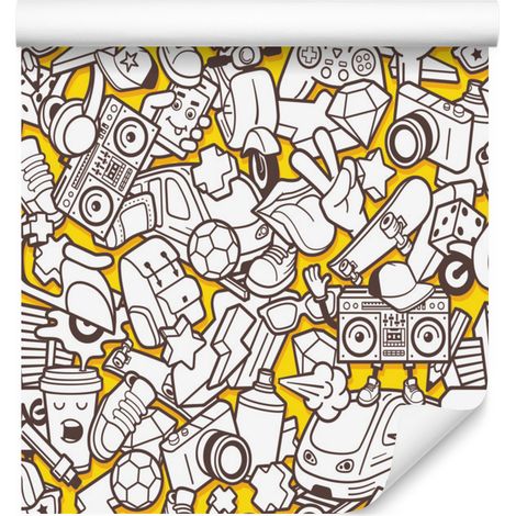 Carta da parati Giovani vita urbana graffiti musica per soggiorno e camera da letto 50x1000 (1/5)