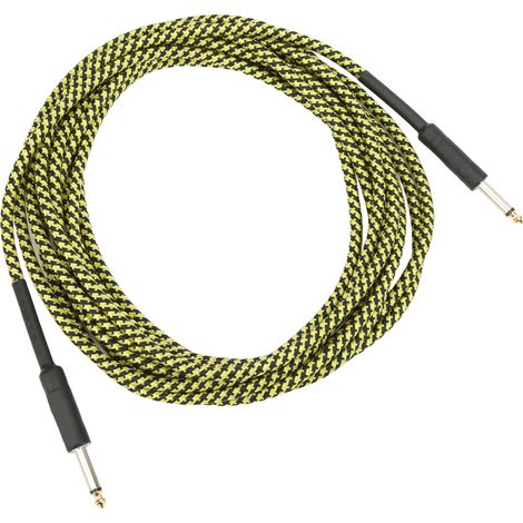Câble audio instrument de musique blindé tressé, rallonge jack avec fiche nickelée, 6 mètres, couleur jaune (1/5)