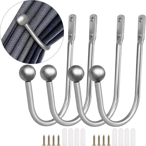 Lot de 4 crochets pour embrasses de rideaux, crochets muraux pour retenir les rideaux, crochets en forme de U pour retenir les rideaux. (1/5)