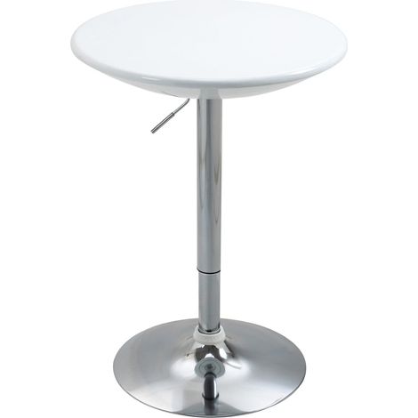 Bartisch Moderner Esstisch Schreibtisch Höhenverstellung Metall Abs-Lackierung Weiß Ø61 X 76-97 Cm