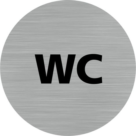 Pictogramme WC (Q0182).- Plaque aluminium brossé - Diamètre 83 mm