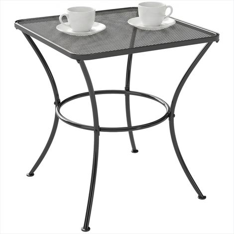 Table de jardin carrée en métal avec plateau maillé Noir (1/5)