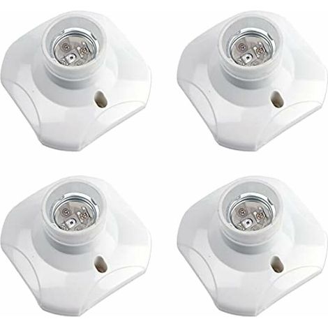 Douille Plafond E27 à Visser, Douille E27 Garage, AC 220-240V, Support Douille pour Ampoule LED, Base Plafonnier Culot E27, Base de Lampe Plastique Blanche pour Lampe au Mur, lot de 4 ,Lefou (1/5)