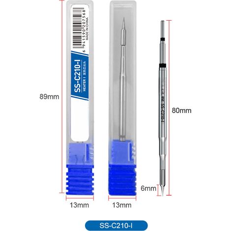 Cabezal de soldadura Xinxun Inlands C210, núcleo calefactor T12/T26D/JBC, estación de soldadura de temperatura constante, cabezal de corte para soldadores eléctricos (SS-C210-I/núcleo calefactor punti (1/5)