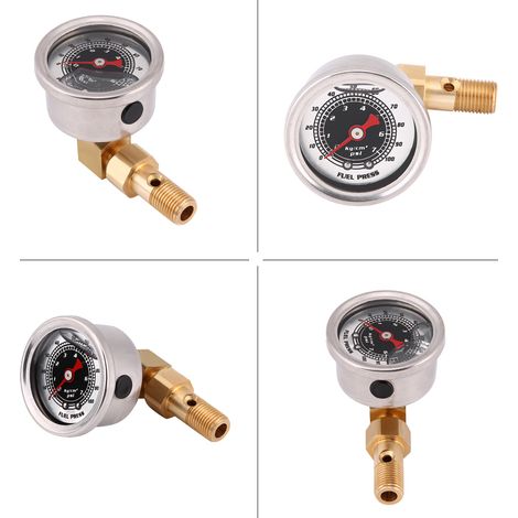 Universeller Kraftstoffdruckregler (0–100 PSI), schwarzes Manometer, Adapter-Kit mit Flüssigkeitsdruckmessgerät (1/5)
