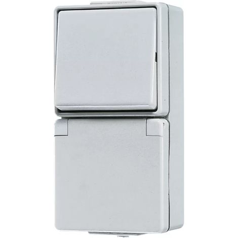 Jung Steckdosenkombination AP Wechs grau WG 600 676 W IP44 glänzend (1/2)