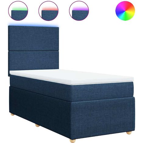 Maison Exclusive - Sommier à lattes de lit avec matelas Bleu 90x190 cm Tissu (1/5)