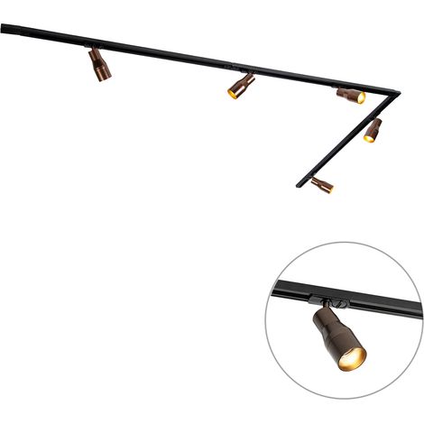 Modern Track Lighting System with 5 Spotlights Dark Bronze 1-Phase - Iconic Kohua