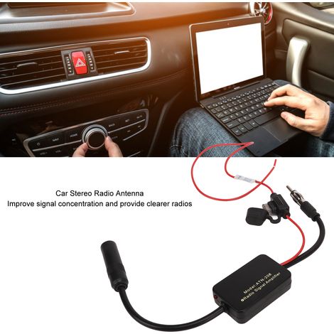 Antenne amplifiée radio voiture 12V, signal stable, réception claire, anti-interférences, amplificateur stéréo pour véhicule (1/5)