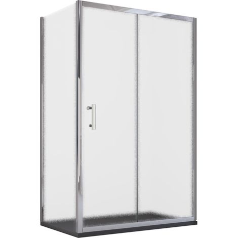 Box doccia angolare scorrevole opaco con lato fisso h190cm 6mm big, misura 80x120 (1/5)