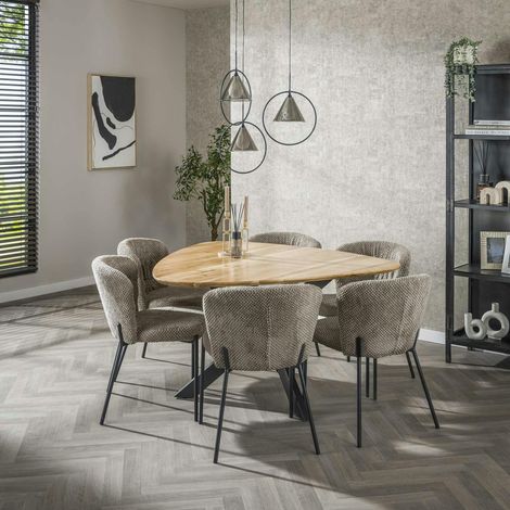 Table à manger en bois d'acacia forme triangulaire 135 cm MELBOURNE (1/5)