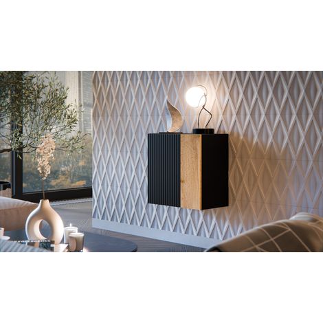 Mobile Pensile Fonteno, un Ripiano, Modulabile, 2 Vani, 49.9x50h cm Nero Antracite (1/4)