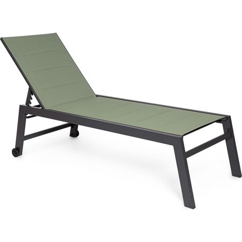 Lettino "Hilde" alto struttura in alluminio con ruote da esterno -Verde (1/4)