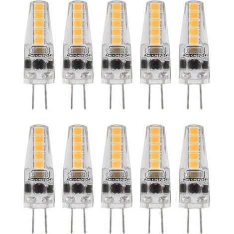 10pcs Ampoules LED G4, 2W 3000K AC 12-24V Ampoules à Intensité Variable pour Lustre Plafonnier Lampe de Table Blanc Chaud-VSIAISV (1/5)