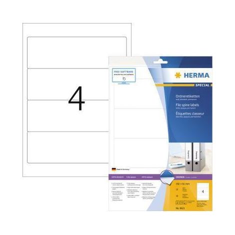 Herma Etiq. classeur blanc192X61 10f. DIN A4 40 pièces       8621 (1/4)