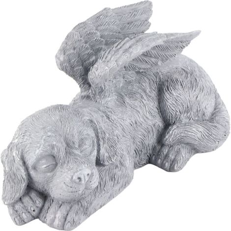 Statue commémorative pour animaux - Sculpture ange animal dormeur en résine pour jardin ou tombe - Ornement pour chien (1/4)