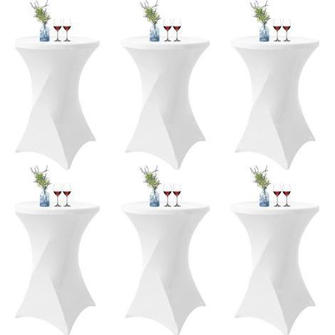 Lot de 6 Blanc Housse pour Table Haute, Nappe Mange Debout 80x110cm Blanc Nappes à Coins Carrés Extensibles en Spandex pour Cocktail Mariage Banquet Anniversaire Banquet Bar Table (1/5)