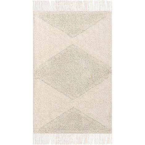 Alfombra de algodón 55 x 120 cm habitación infantil alfombra de baño beige Khonoma (1/5)