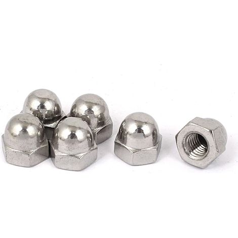 6pcs Écrou Borgnes Hexagonal 3/8"-16 Dôme Clous Acier Inoxydable Décoratif pour Vis Boulons Argenté