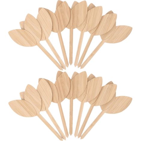 20 pezzi di etichette per piante in legno a forma di foglia, segnaposto da giardino, cartelli in legno per piante, etichette decorative da giardino per fiori in vaso. (1/5)