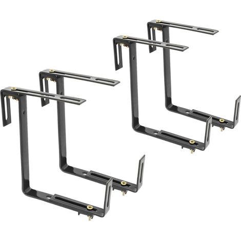 Porte-jardinière - Lot de 4 - Métal - Réglable Sans Perçage - Balcon Terrasse - Anthracite (1/5)