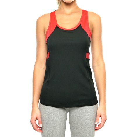 KZ-310 Débardeur sport femme décolleté olympic et détails fluo Taille: S-M - Couleur: Gris et Corail (1/2)