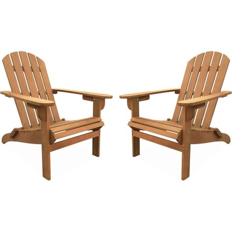 Pair of wooden garden deck chairs Natural 69x88.5x90 cm - Adirondack Salamanca x2 (1/5)