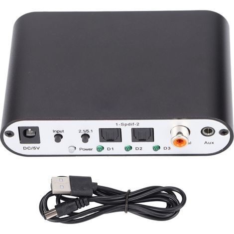 Convertisseur audio numérique 5.1 stéréo SPDIF coaxial AUX vers 6 RCA pour TV et home cinéma (1/5)