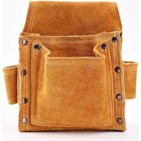 Sacoche de Charpentier pour lTaille, Ceintures Porte-Outils en Cuir de Qualité Supérieure Avec 2 Porte-Marteaux, Résistante et Professionnelle Sac pour Électricie, Maçons, Soudeurs, Pla (1/5)