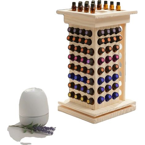 Organizador de aceites esenciales, capacidad para 125 orificios, construcción de madera maciza, rotación de 360 ​​grados, dimensiones 23,523,541 cm, grosor de la base 18 mm. (1/5)