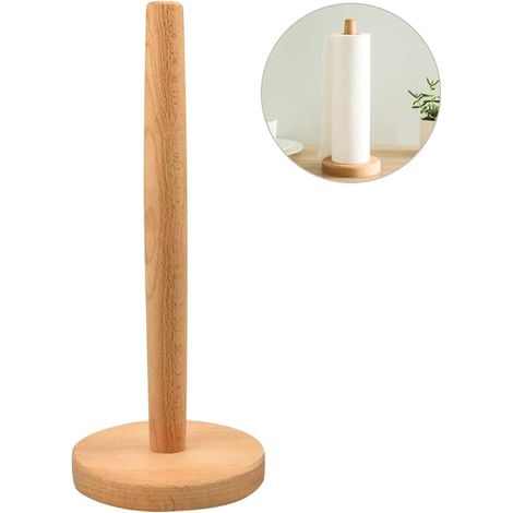 Porte Rouleau de Cuisine, Bambou Support de Rouleau avec Patins Antidérapants, Rond Porte Rouleau de Réserve pour Toilette, Chambre à Coucher, Salle Bain, Couture Fil (31 x 13 cm) (1/3)