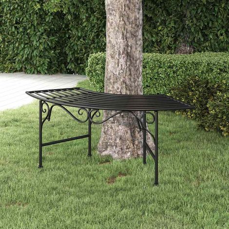 vidaXL Banc tour d'arbre 113 cm Noir Acier (1/5)
