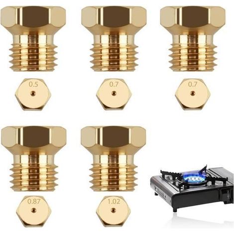 5pc Gicleurs Gaz Butane Universel, Gicleur Butane pour Gazinière, Cuisinière Plaque Cuisson,Injecteur Gaz Gicleur 0,5/0,7/0,87/1,02 (1/5)