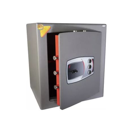TECHNOMAX - Coffre-fort à fixer à clé double panneton + combinaison 3 boutons, certifié EN 14450:18-S1, 7 pênes, 70 L, 49x43x40 cm (1/5)