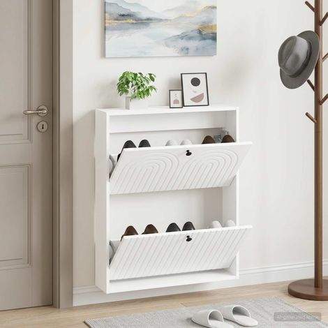 vidaXL Wall-Mounted Shoe Cabinet ALKMAAR 71 x 17 x 86 cm White (1/5)