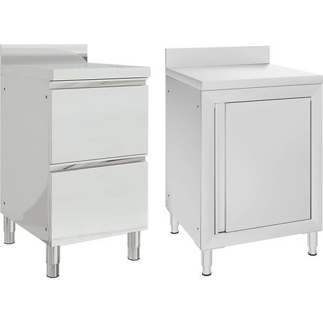 vidaXL Armarios de cocina comerciales 2 piezas de acero inoxidable (1/5)