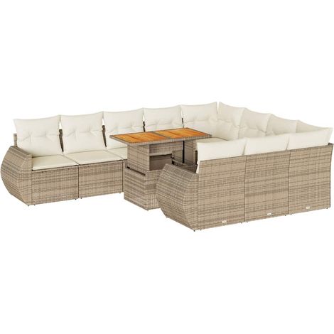 Maison Exclusive - Set de sofás de jardín 11pzas con cojines ratá (1/5)