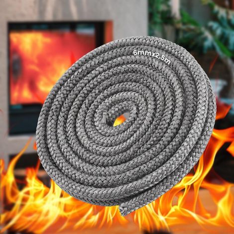 Joint de porte fibre verre poêle bois 6mmx2,5m - Résistant à 800°C (1/5)