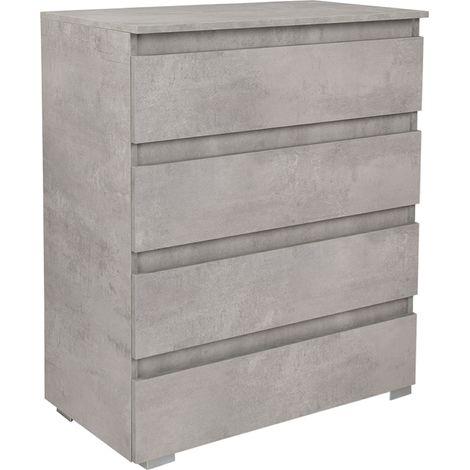 Cassettiera 4 cassetti maniglia gola in legno 81x44xH101 Cemento (1/5)