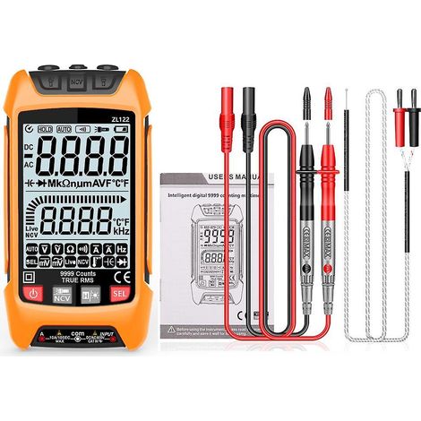 Digitales Multimeter mit LCD-Hintergrundbeleuchtung, Handmultimeter, professionelles True-RMS-Spannungs- und Widerstandsmessgerät