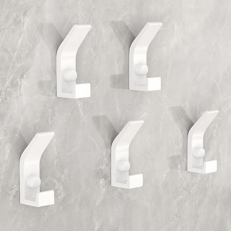 Set di 5 ganci, portasciugamani doppio con viti, gancio da parete moderno, appendiabiti da parete, ganci decorativi per ingresso, bagno, camera da letto (1/5)